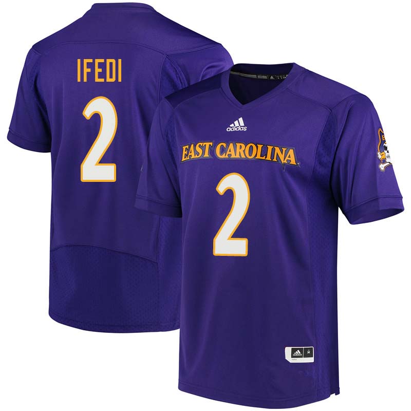 Men #2 Kingsley Ifedi East Carolina Pirates College Football Jerseys Sale-Purple